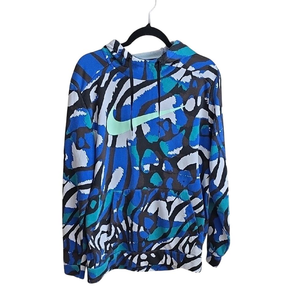 Nike Dri-FIT Sport Clash Training Pullover Hoodie  Blue Abstract Mens Size M